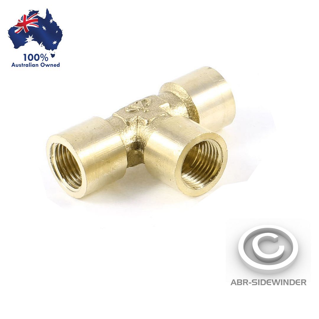 Air Fuel Brass T Piece 1/8 NPT Pipe Thread ABR Air Compressor 4wd