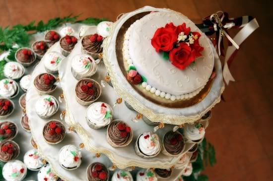 A beautifully decorated multitiered wedding cake is part of every bride's