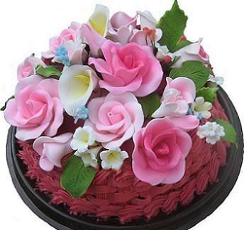 pink flower cake