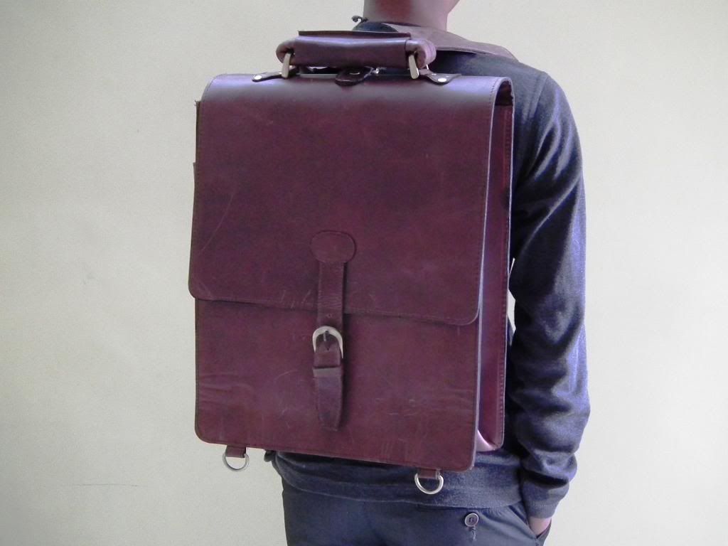 DISTRESSED LEATHER MESSENGER LAPTOP BAG SATCHEL VINTAGE BACKPACK NR
