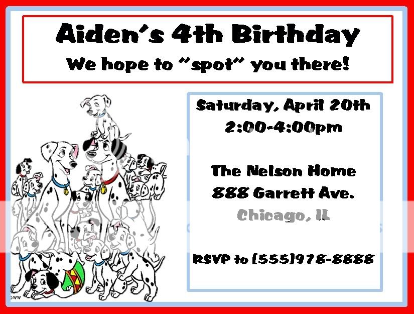 Personalized 101 Dalmatian Birthday Invitations