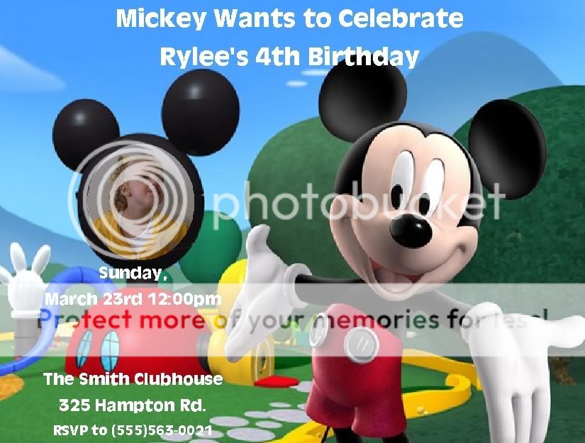 Set of 2 Mickey Mouse Clubhouse Birthday Invitations  