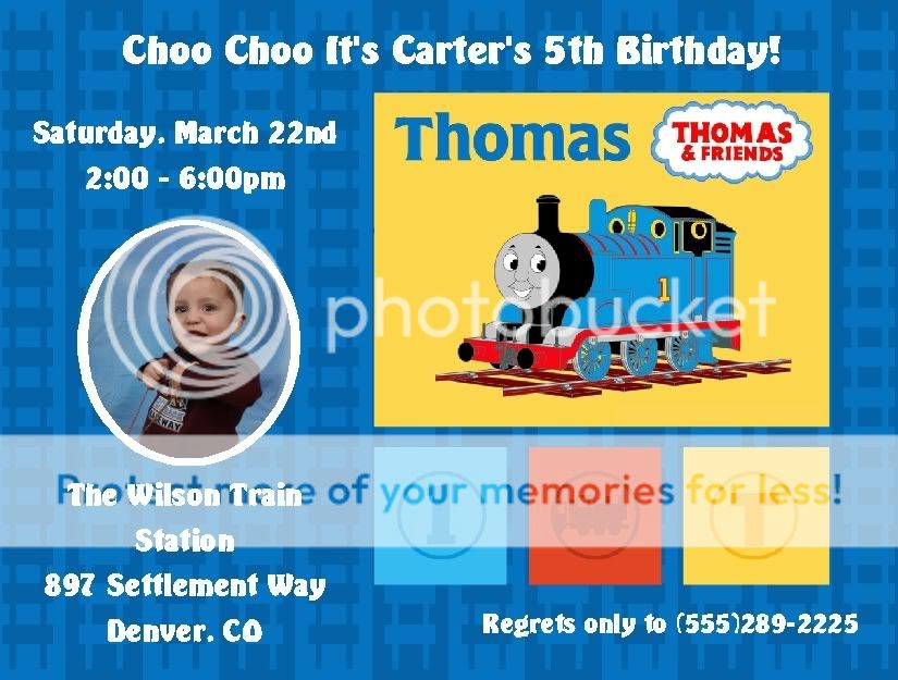 Set of 2 Thomas the Train Birthday Invitations  